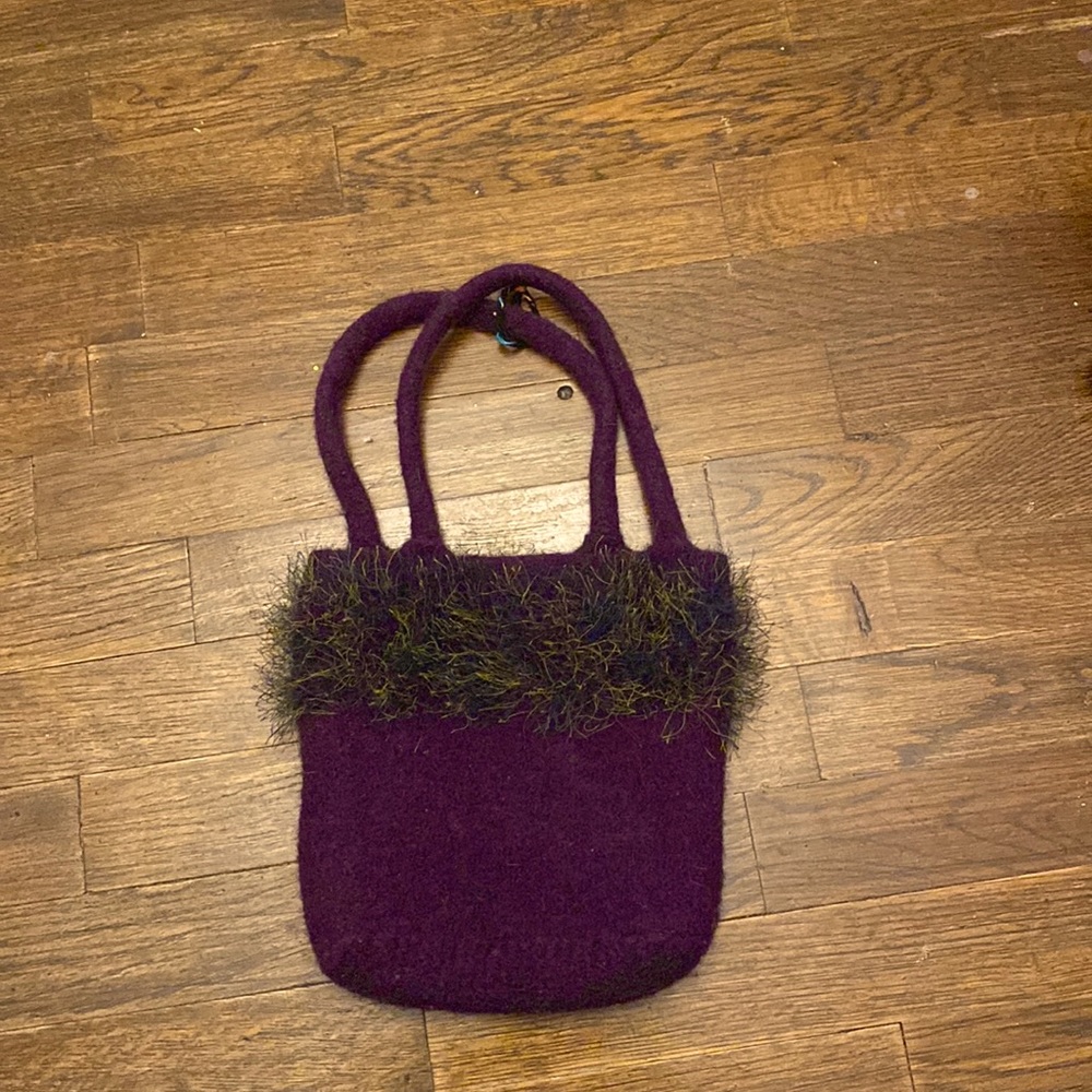Hand knit wool purse